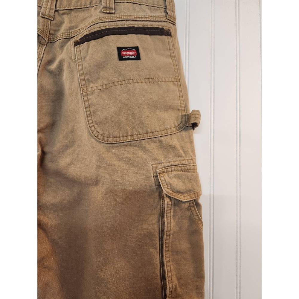 Wrangler Workwear Mens Cargo Canvas Pants Tan Ripstop Reinforced Knee 36x32 - Picture 10 of 15